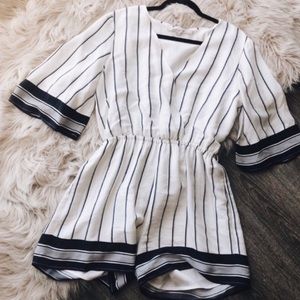 Lovers + Friends Striped Romper Large